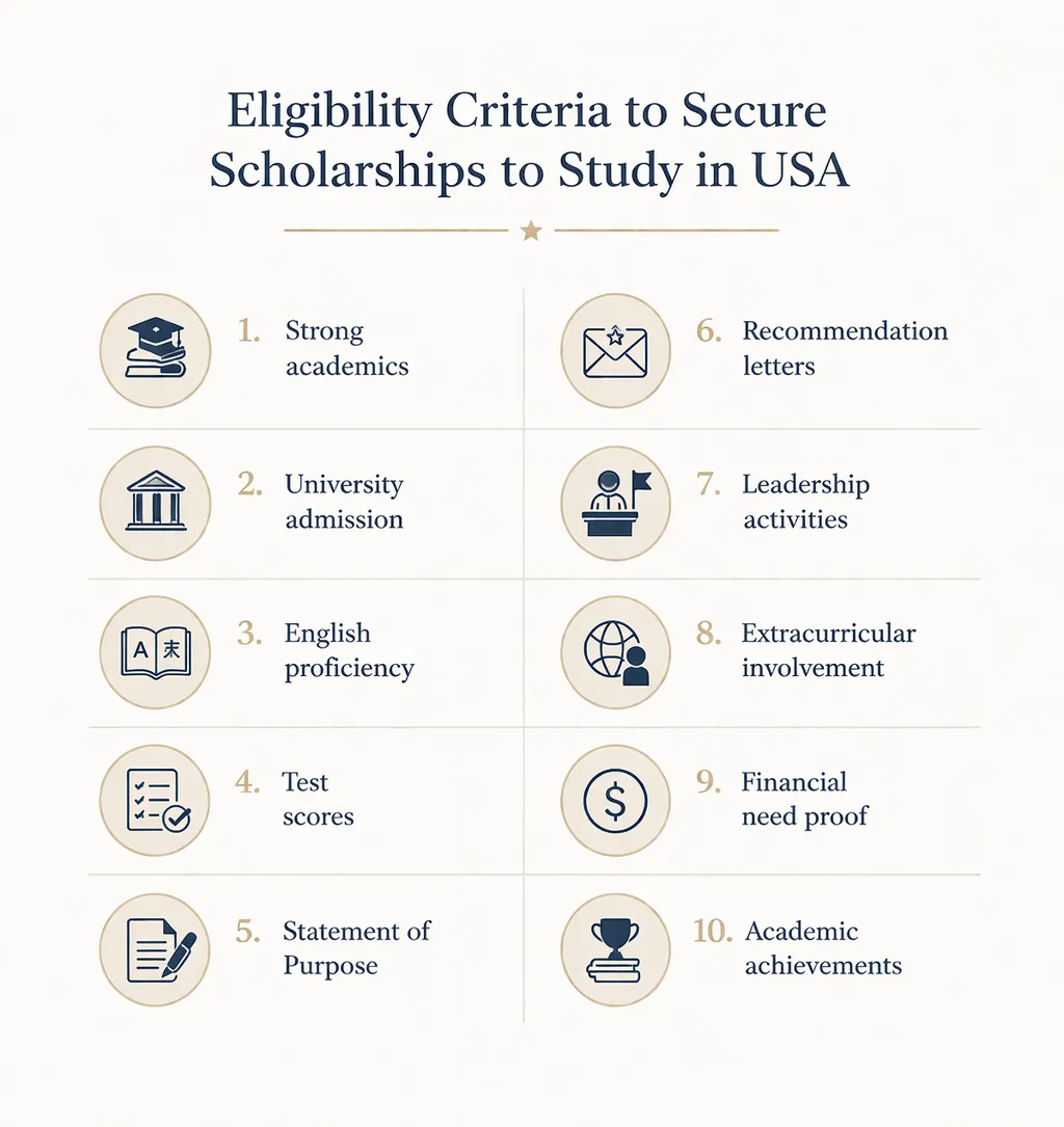 Eligibility criteria for scholarships to study in usa